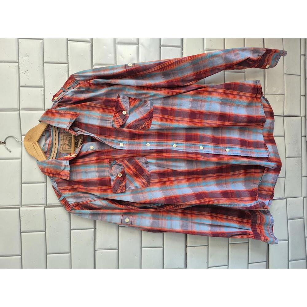 Red Camel Mens Long Sleeve 100% Cotton Western Plaid Style Shirt